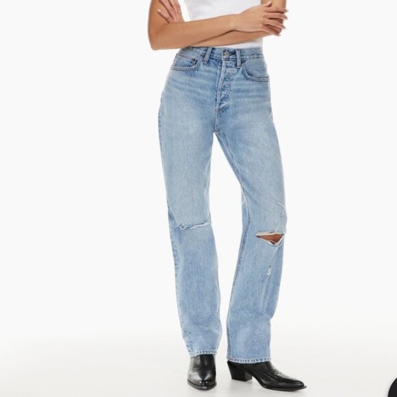 Aritzia Denim Forum The Joni High Rise Loose Distressed Jeans - Picture 1 of 16